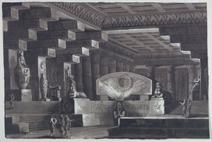 Décor de scène, intérieur du temple égyptien
