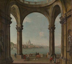 Caprice avec St. Pauls et le vieux pont de Londres