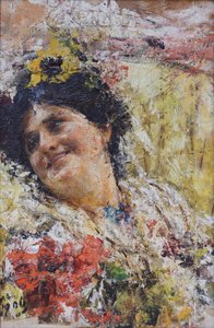 Tête de femme et fleurs