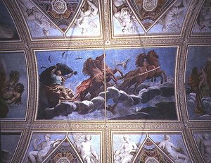 La personnification de la nuit chevauchant le ciel dans un char, peinture de plafond - Antonio Maria Viani