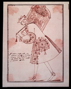Portrait de Gaetano Majorana dit Caffarelli (ou Cafarello, ou Gaffariello) (1710-1783) castrat italien emportant le théâtre San Giovanni Grisostomo Dessin par Anton Maria Zanetti (1680-1767). XVIIIe siècle. Collection privée