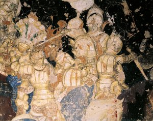 Tournoi-Bataille de Louvezerp, par Antonio Pisano dit Pisanello (avant 1395-vers 1455), fresque (détail) - Antonio Pisanello