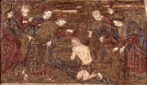 Le Christ baptisant Saint Jean-Baptiste, tapisserie représentant des scènes de la vie du saint - Antonio Pollaiuolo
