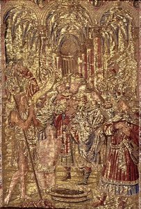 Saint Jean-Baptiste annonce la mission du Christ aux pharisiens, tapisserie représentant des scènes de la vie du saint - Antonio Pollaiuolo