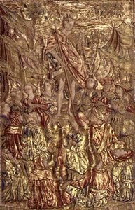 Saint Jean-Baptiste prêchant à la multitude, tapisserie représentant des scènes de la vie du saint (textile) - Antonio Pollaiuolo