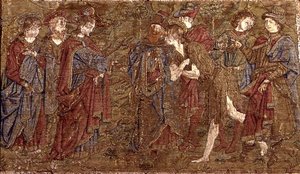 La rencontre entre Saint Jean-Baptiste et le Christ, tapisserie représentant des scènes de la vie du saint (textile) - Antonio Pollaiuolo