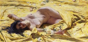 Nu sur draps jaunes - Antonio Rizzi