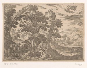 Avril: labourer et semer (taureau) - Antonio Tempesta