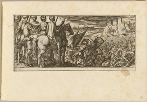 Scène de bataille avec cavalerie observant depuis une colline - Antonio Tempesta