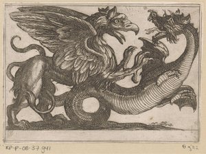 Dragon et griffon en combat