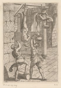 Torture avec marteaux en suspension (Tortures subies par les martyrs chrétiens) - Antonio Tempesta