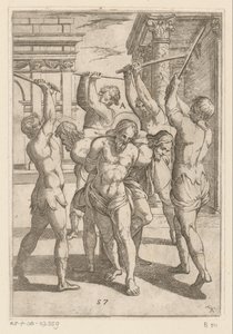 Le martyre de trois saints attachés dos à dos
Tortures subies par les martyrs chrétiens (série)
Varia tormentorum et suppliciorum crudelium (série)