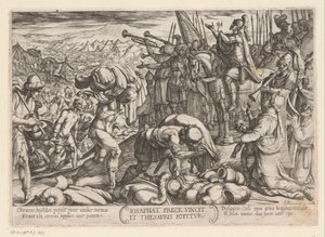 Josaphat remercie Dieu pour sa victoire (Scènes de combat de l