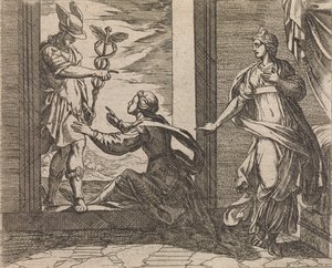 Mercure transformant Aglauros en pierre Aglauros a Mercurio en lapidem transfor..., Publié après 1606