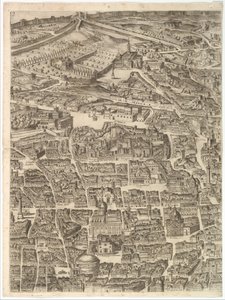 Plan de la ville de Rome. Partie 3 avec la Santa Maria Maggiore, le Panthéon et Trajan - Antonio Tempesta