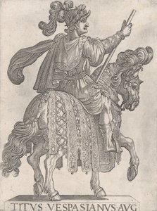 Titus Vespasien à cheval face à droite de la série 