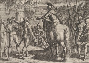 Planche 34 : Les Romains brûlant la campagne hollandaise, de La Guerre des Romains contre les...