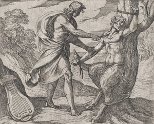 Planche 58 : Apollon tuant Marsyas Marsyas victus ab Apolline excoriatur, d