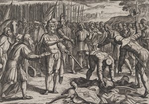 Planche 7 : Envoyés allemands visitant Civilis, de La Guerre des Romains contre les Bataves R... - Antonio Tempesta