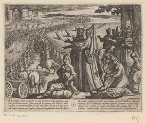 Femmes et enfants regardant Julius Civilis vaincre les Romains - Antonio Tempesta