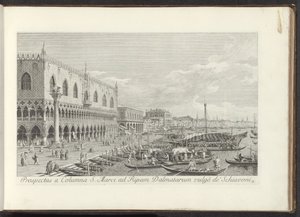 Coin de la place Saint-Marc avec le Palais des Doges et la colonne avec le Lion de Venise - Antonio Visentini