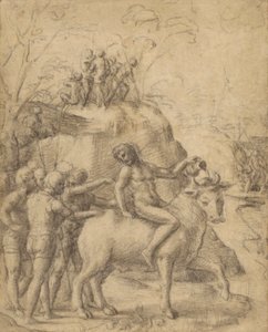 Correggio - Un homme montant un taureau et d