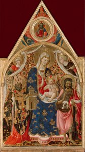 Madone et enfant, avec un évêque, Saint Jean-Baptiste et des anges, début du 15e siècle - Antonio da Firenze