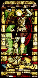 Vitrail avec Saint Michel pesant les âmes - Antonio da Pandino