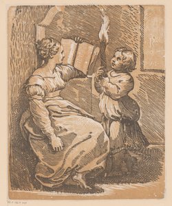 Sibylle lisant avec enfant - Antonio da Trento (attributed to)