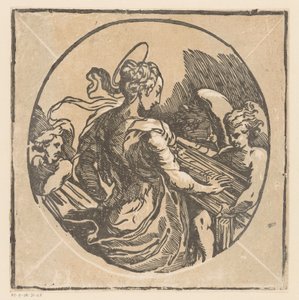 Sainte Cécile jouant de la musique - Antonio da Trento (possibly)