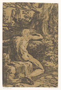 Homme nu dans un paysage - Antonio da Trento