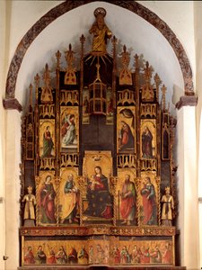 Polyptyque du Poème de la Rédemption et Couronnement de la Vierge Marie, peinture sur bois par Antonello de Saliba - Antonio de Saliba
