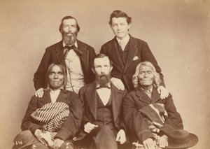 Alexander Gardner, William Henry Jackson et Antonio Zeno Shindler avec les délégués pueblos Alejandro Padilla, gouverneur d