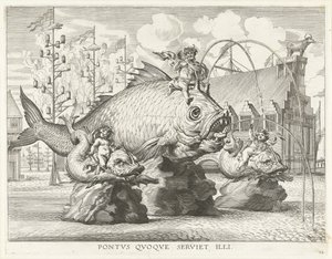 Spectacle avec Triton sur un poisson géant; entrée de Ferdinand à Gand en 1635 - Antony van der Does
