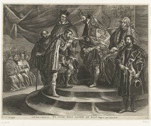 Abdication de Charles V ; entrée de Ferdinand à Gand en 1635 (feuille 25) - Antony van der Does