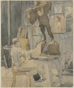 Jan Toorop dans un atelier de sculpteur
