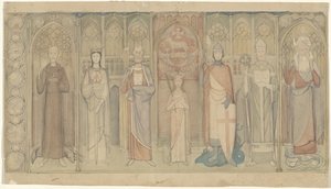 Projet pour la Deuxième Tapisserie de Bois-le-Duc : sept saints debout - Antoon Derkinderen