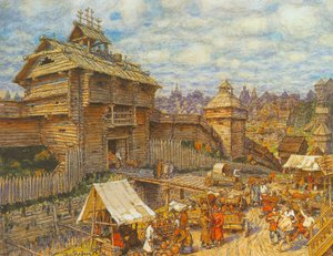 Ville en bois de Moscou au XIVe siècle - Apollinari Mikhailovich Vasnetsov