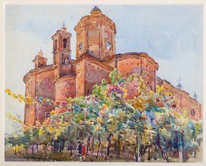 Église Saint-Nicolas (aquarelle sur papier) - Arcangelo Salvarani