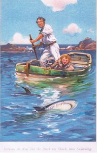 Entre le récif et la plage, les requins nageaient, années 1900 - Archibald Webb