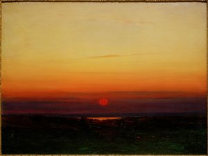 Coucher de soleil sur la steppe au bord d