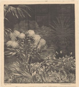 Intérieur avec des fleurs dans des vases et des plantes en pots - Arend Hendriks (signed by artist)