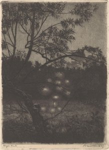 Jardin avec arbre lumineux - Arend Hendriks (signed by artist)