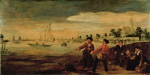 Pêcheurs sur la rive de l