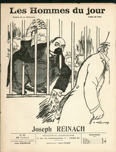 Couverture de « The Men of the Day », vers 1905 - Illustration par Aristide Delannoy (1874-1911) : Antisémitisme, Argent - Reinach Joseph (1856-1921), Singe - Aristide Delannoy