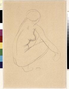 Nu accroupi. Dessin d