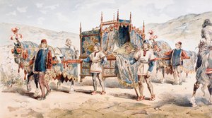 Litière tirée par des chevaux d