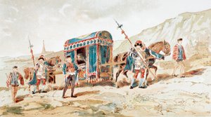 Litière tirée par des chevaux d