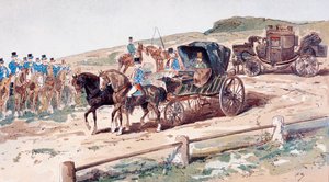 Un postillon monté sur un cheval de carrosse, 19e siècle, 1886 - Armand Jean Heins