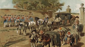 Ânes chargés et voiture postale, Pays-Bas autrichiens, XVIIIe siècle - Armand Jean Heins